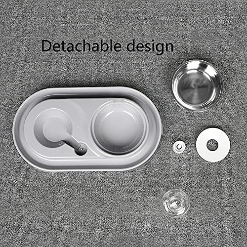 Double Dog Cat Bowls Water and Food Bowl Set，Detachable Stainless Steel Bowl Automatic Water Dispenser Bottle Pet Feeder for Small or Medium Size Dogs Cats Puppy Kitten Rabbit