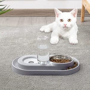 Double Dog Cat Bowls Water and Food Bowl Set，Detachable Stainless Steel Bowl Automatic Water Dispenser Bottle Pet Feeder for Small or Medium Size Dogs Cats Puppy Kitten Rabbit