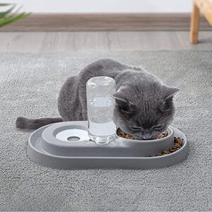 Double Dog Cat Bowls Water and Food Bowl Set，Detachable Stainless Steel Bowl Automatic Water Dispenser Bottle Pet Feeder for Small or Medium Size Dogs Cats Puppy Kitten Rabbit