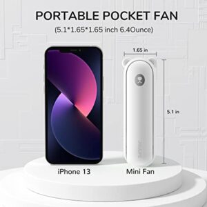 JISULIFE Portable Fan with 4800mAh Powerbank 46 Hours Max Runtime, Battery Powered Portable Pocket Fan or USB Powered Folding Personal Fan, 3 Speeds-White