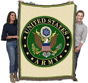 pure country weavers us army -military service mark seal blanket eagle - gift military tapestry throw woven from cotton - made in the usa (72x54)