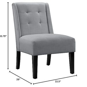 Amazon Basics Modern Tufted Accent Chair with Solid Wood Legs, Grey