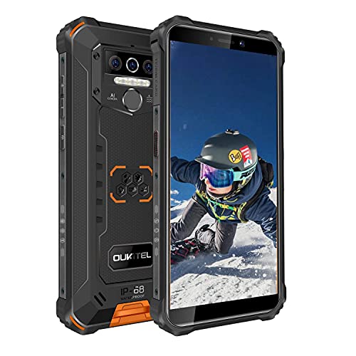 OUKITEL Rugged Smartphone Unlocked, WP5, Android 10 Cell Phone,8000mAh Battery 4GB+32GB Triple Camera 4 LED Flashlights,5.5 Inch Dual Sim GSM 4G, GPS, Bluetooth, WiFi,Orange