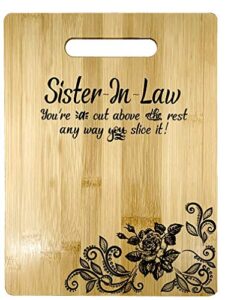 gift for sister in law engraved bamboo cutting board 9” x 12