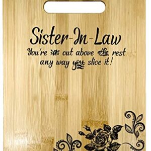 Gift for Sister in Law Engraved Bamboo Cutting board 9” x 12