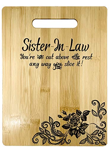 Gift for Sister in Law Engraved Bamboo Cutting board 9” x 12