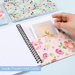 Spiral Notebooks 6 × 8 Inch, 4 Pack College Ruled Journals Cute Notebooks for Women, Hardcover Floral Notebooks School Supplies, Inner Pocket, 320 Sheets/640 Pages, A5 Size