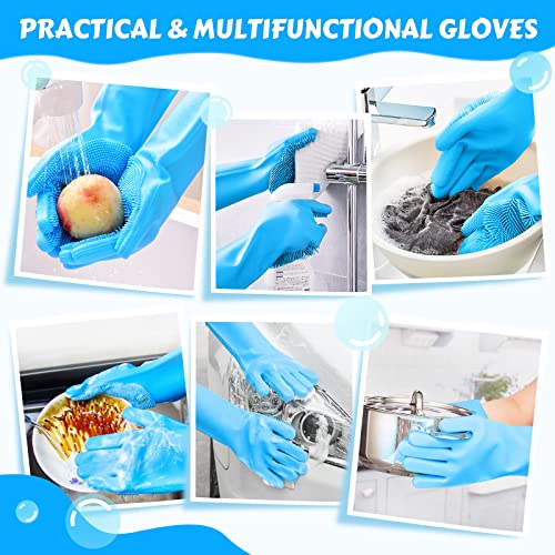 pecute Pet Grooming Gloves, Heat Resistant Cat Bathing Gloves with High-Density Teeth, Silicone Dog Bathing Gloves with Enhanced Five Finger Design, Bathing and Massaging for Dogs and Cats Blue