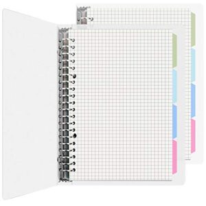 mylifeunit graph paper notebook, grid paper notebook with loose leaf binder and divider, a5 60sheets 100gsm (2 pack)