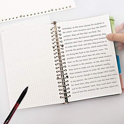 MyLifeUNIT Graph Paper Notebook, Grid Paper Notebook with Loose Leaf Binder and Divider, A5 60Sheets 100gsm (2 Pack)