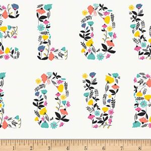 art gallery fabrics art gallery letters love blooms fabric, white