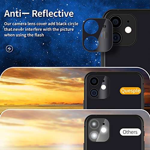 QUESPLE [Full Coverage] 2 Pack Privacy Screen Protector for iPhone 11 6.1 Inch + 2 Pack Camera Lens Protector, Anti-Spy Tempered Glass Film, with Easy Installation Kit, Anti Peeping