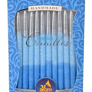 Dripless Chanukah Candles Standard Size - Decorated Ombre Blue & Silver Hanukkah Candles Fits Most Menorahs - Premium Quality Wax - 45 Count for All 8 Nights of Hanukkah - by Ner Mitzvah