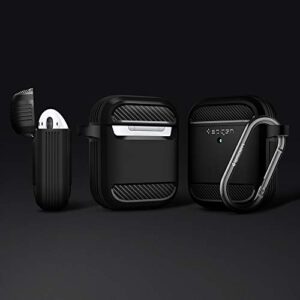 Spigen Rugged Armor Designed for Airpods Case Cover Protective Case with Keychain for Airpods 1 & 2 Case - Matte Black