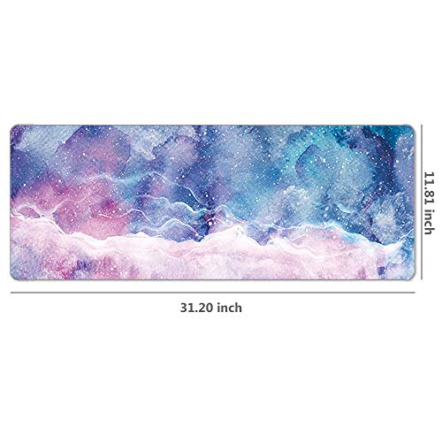 Multifunctional Office Desk Pad, 30.3" x 11" PU Leather Desk Mat, Waterproof Desk Blotter Protector Marble Desk Pad for Office, Home (Starry Sky)