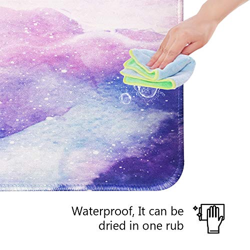 Multifunctional Office Desk Pad, 30.3" x 11" PU Leather Desk Mat, Waterproof Desk Blotter Protector Marble Desk Pad for Office, Home (Starry Sky)