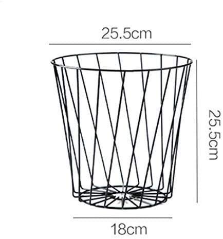 Yodio Wire Slot Diagonal Pink Modern Round Metal Wire Storage Basket Trash Basket, Suitable for Home Kitchen Bedroom Use