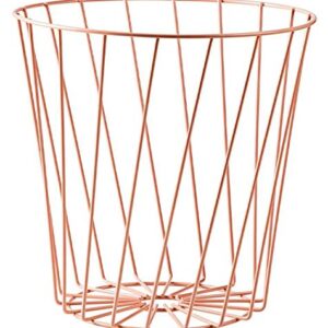 Yodio Wire Slot Diagonal Pink Modern Round Metal Wire Storage Basket Trash Basket, Suitable for Home Kitchen Bedroom Use