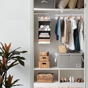 StorageWorks 3-Shelf Hanging Closet Organizer, Adjustable Hanging Closet Organizers and Storage, Gray, Canvas, 12 ¾”W x 12 ¾”D x 32”H