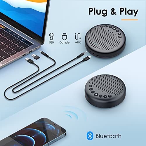 Conference Speaker and Microphone - EMEET Luna 360° Voice Pickup w/Noise Reduction/Mute/Indicator USB Bluetooth Speakerphone w/Dongle for 8 People Daisy Chain for 16 Compatible with Leading Software