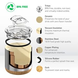 asobu Infinite Stainless Steel Insulated Coffee Mug with Inner Ceramic Coating and Cork Coaster 16 Ounce (Black)