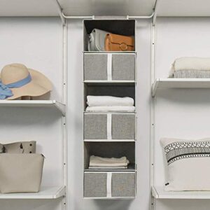 StorageWorks 6-Shelf Hanging Closet Shelves, Hanging Closet Organizer with 3 Drawers, Canvas, Light Gray, 12 ¼”D x 13 ½”W x 47 ¾”H