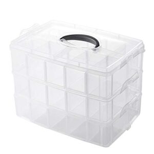 funall 3-tier stackable storage container with 30 compartments(adjustable),plastic organizer box for organizing arts and crafts,toy,washi tapes,jewelry,hair accessories,10.24x7.55x6.77inches