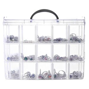 Funall 3-Tier Stackable Storage Container with 30 Compartments(Adjustable),Plastic Organizer Box For Organizing Arts and Crafts,Toy,Washi Tapes,Jewelry,Hair Accessories,10.24X7.55X6.77inches