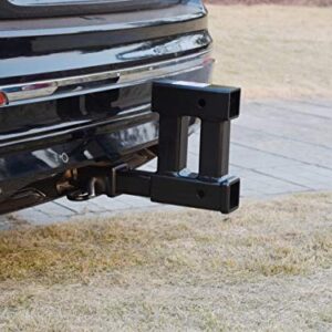 TOPTOW 64191HP Dual Hitch Receiver Extension Adapter 2 inch Towing and Bicycle Cargo Extender, Hitch Pin Included