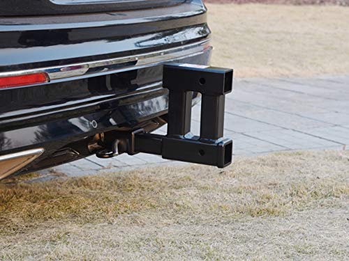 TOPTOW 64191HP Dual Hitch Receiver Extension Adapter 2 inch Towing and Bicycle Cargo Extender, Hitch Pin Included