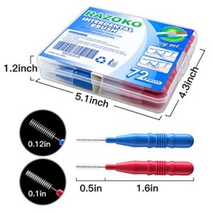 Interdental Brush, Flossing Head,Easy Use Tooth Cleaning Tool (72 Count)(2.5mm/3mm)