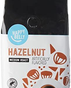 Amazon Brand - Happy Belly Hazelnut Flavored Ground Coffee, Medium Roast, 12 Ounce