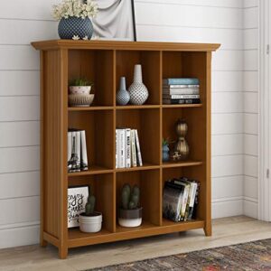 SIMPLIHOME Acadian SOLID WOOD 44 Inch Transitional 9 Cube Bookcase and Storage Unit in Light Golden Brown, For the Living Room, Study Room and Office