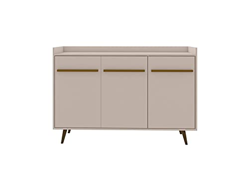 Manhattan Comfort Bradley Mid Century Modern Dining Room 4 Shelves Buffet Stand Cabinet, 53.54", Off White