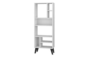 manhattan comfort warren modern home office 8 shelves tall bookcase 1.0, white