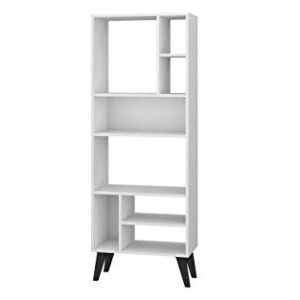 Manhattan Comfort Warren Modern Home Office 8 Shelves Tall Bookcase 1.0, White