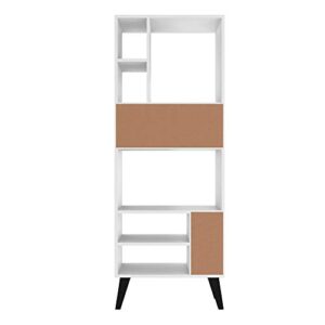 Manhattan Comfort Warren Modern Home Office 8 Shelves Tall Bookcase 1.0, White