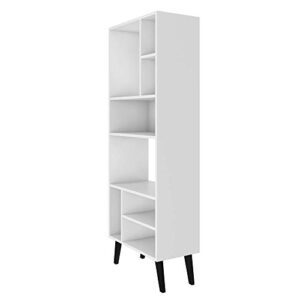 Manhattan Comfort Warren Modern Home Office 8 Shelves Tall Bookcase 1.0, White