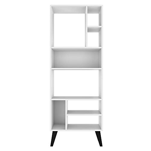 Manhattan Comfort Warren Modern Home Office 8 Shelves Tall Bookcase 1.0, White