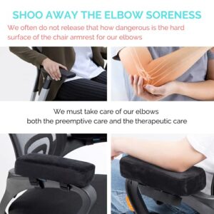 EcoLifeDay Extra Thick Chair armrest Cushions Elbow Pillow Pressure Relief Office Chair Gaming Chair armrest with Memory Foam armrest Pads 2-Piece Set of Chair (Black)