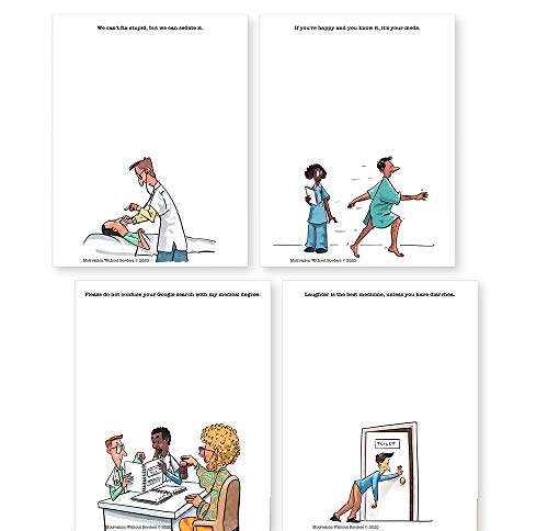 Motivation Without Borders MWB 4 Funny Note Pads with Medical Humor - Perfect Novelty Gift for Doctor, Coworker or Friends | Pack of 4 | 4.25" x 5.5" with 50 Sheets per Pad