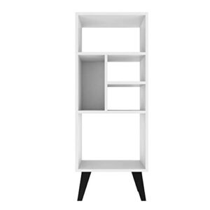 manhattan comfort warren modern home office 5 shelves mid-high bookcase 2.0, med, white