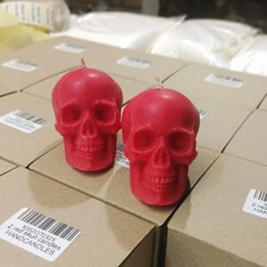 2 pcs red skull candles for love spells (gift, witches, witch, figure, aessthetic, skeleton, goth, spooky, ritual, fireplace, decorations, bloody, brain, spiritual, weird, satanic, drip)