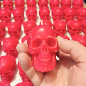 2 pcs red skull candles for love spells (gift, witches, witch, figure, aessthetic, skeleton, goth, spooky, ritual, fireplace, decorations, bloody, brain, spiritual, weird, satanic, drip)