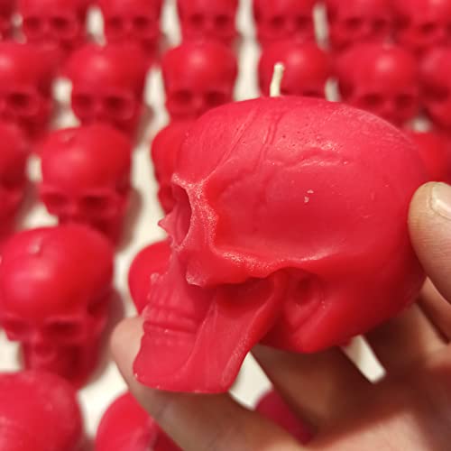 2 pcs red skull candles for love spells (gift, witches, witch, figure, aessthetic, skeleton, goth, spooky, ritual, fireplace, decorations, bloody, brain, spiritual, weird, satanic, drip)