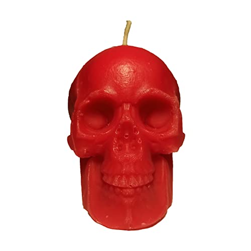 2 pcs red skull candles for love spells (gift, witches, witch, figure, aessthetic, skeleton, goth, spooky, ritual, fireplace, decorations, bloody, brain, spiritual, weird, satanic, drip)