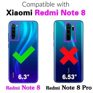 Phone Case for Xiaomi Redmi Note 8 with Tempered Glass Screen Protector Cover and Magnetic Stand Ring Holder Slim Kickstand Hybrid Hard Cell Accessories Xiami Xiomis Xiome Redme Note8 Cases Men Black