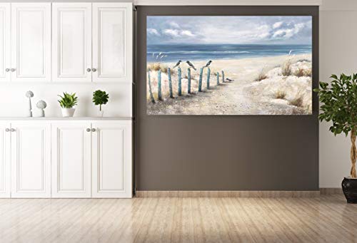 Yihui Arts Beach Canvas Wall Arts with Textured 3D Seascape Blue Oil Painting Abstract Coastal Picture Modern Ocean Artwork for Living Room Bedroom Bathroom Decor