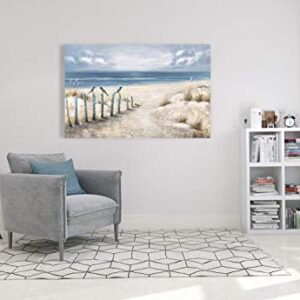 Yihui Arts Beach Canvas Wall Arts with Textured 3D Seascape Blue Oil Painting Abstract Coastal Picture Modern Ocean Artwork for Living Room Bedroom Bathroom Decor