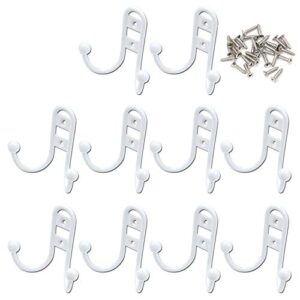 geesatis 10 pcs double prong robe hook utility coat hooks white metal robe clothes hangers with mounting screws